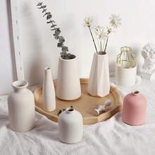Jarrones de cerámica blancos, adornos decorativos nórdicos, decoración para el hogar y la sala de estar, arreglos florales, accesorios para bocetos, decoración de escritorio - D1-0336 - Ver 1