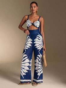 Swim Oasis Traje de baño de una pieza con camisola de patchwork de colores y pantalones de pierna ancha, adecuado para vacaciones en la playa, fiestas en la piscina y fiestas en la playa - Azul - Ver 6