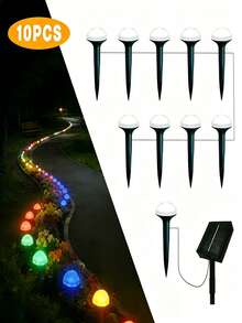 20/10pcs LED Solar String Lights, Mushroom Shape, Solar Powered, 8 Lighting Modes, Plug And Play, Ground Stake, Suitable For Garden, Lawn, Driveway, All-Season Solar Powered Outdoor Lights - Black - View 14