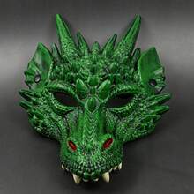 成人中世纪奇幻龙半脸面具角色扮演面具龙头面具节日派对万圣节3D动物半脸面具 - 查看 6