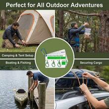 Outdoor Knot Reference Guide - Includes 27 Best Knots For Various Rope Tying, With Mini Snap Hook, Ideal For Survival Kits, Boating, Camping And Emergency Situations - Green - View 3