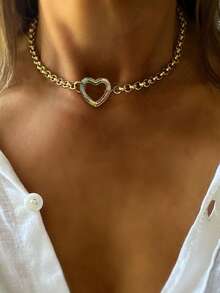 1PC Gold Oval A-Z Letter Necklace With Lock Letter Tag Letter Chain, Unique Luxury Style, Suitable For Women's Daily Work Decoration - Yellow Gold - View 8