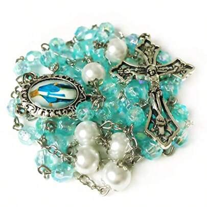 ARosario de Nuestra Señora de la Gracia - Rosario catolico para mujer, collar de rosario acrilico
