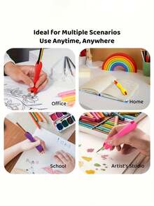 2-In-1 Ergonomic Writing Aid And Posture Corrector, Ergonomic Pencil Grip With Sensory Feedback, 6 Vibrant Colors (Pink, Green, Blue, Purple, Red, Yellow) For Adults & Beginners, Enhance Grip Control And Writing/Drawing Skills, Suitable For Pens And Art Tools, Improve Writing Ability, Comfortable Grip, Soft Material, Flexible Design, Learning Tool, Ambidextrous Writing Aid - Multicolor - View 4
