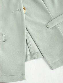 Tall Top sin mangas con botones metálicos básicos de estilo minimalista francés para mujeres altas - verde menta - Ver 3