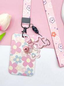 Floral Pattern Card Holder With Lanyard, Fashionable Card Case Suitable For Women, Office Workers, Students, Daily Use To Organize ID Cards, Keys And Other Small Items - Multicolor - View 10