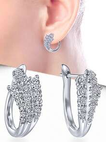 1 Đôi bông tai khoen tròn đính đá Cubic Zirconia thanh lịch, phù hợp cho nữ, có thể đeo trong các dịp cưới hỏi, tiệc tùng, lễ đính hôn, kỷ niệm, quà tặng ngày Valentine. - 1 # - Xem 10