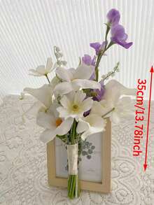 1 bouquet de tulipes artificielles blanches et roses, bouquet de mariée, décoration d'anniversaire, fournitures de fête, décoration de chambre, cadeau de remise des diplômes, cadeau d'été, cadeau de plage, cadeau de rentrée scolaire, fournitures scolaires - Multicolore - Voir 7