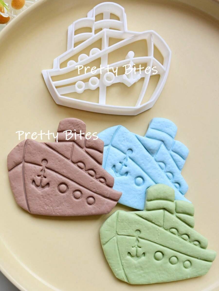 蒸汽船、潜艇、帆船造型饼干模具,船型翻糖饼干印模,蛋糕装饰工具 - 白色 - 查看 1
