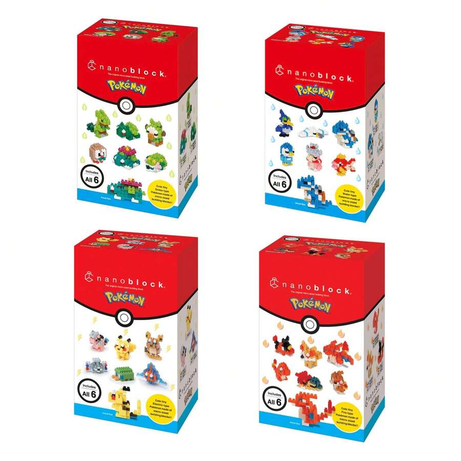 Nanoblock Mininano Series: Pokémon (Electric-Type)(Water-Type)(Grass-Type)(Fire-Type) Blind Box - 1 Random Figure (Total Of 6 Types)