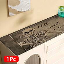 1pc Skull Pattern Printed Linen Kitchen Rug, Bathroom Mat, Doormat, 3D Printed Rectangle Carpet For Living Room, Bedroom, Hallway, Bathroom, Laundry Room - Polyester Rug For Indoor And Outdoor Home Decor - Multicolor - View 12