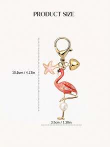 Pearl Flamingo Pendant With Heart-Shaped And Starfish Elements, Bohemian Vacation Style. Ocean Alloy Pendant, Hawaiian Tropical Style Pendant. Suitable For Backpacks, Wallet Decorations, Headphone Bag Accessories, Car Pendants, Fashionable And Minimalist Accessories, And Drip Jewelry. - one-size - View 11