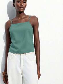 Blusa sin mangas con lazo ajustable, elegante para fiesta, oficina, viajes, casual, romántica, adecuada para invitados de boda, anfitriones, citas, fiestas, conciertos, desayunos, aeropuerto, vacaciones de verano - Verde 2 - Ver 2