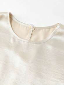Blusa sin mangas de satén con doble capa y volantes, elegante, adecuada para salidas y citas de primavera/verano - Albaricoque - Ver 3