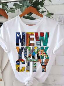 Casual T-Shirt 100% Cotton, Short Sleeve T-Shirt With Round Neck, Casual Print | The Perfect Choice For Summer And Spring, Designed Specifically For Women, Regular Length, Slightly Stretchy Fabric, 100% Cotton, Durable. - 黑色 - 查看 6
