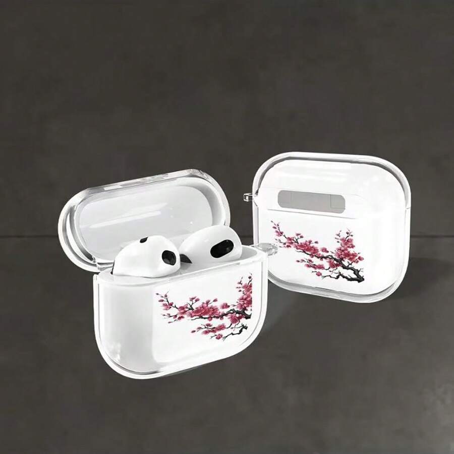 Ốp bảo vệ Apple trong suốt hình hoa mai, ốp tai nghe chống rơi tối giản, tương thích với Apple 1/2/3. - Nhiều màu - Xem 1