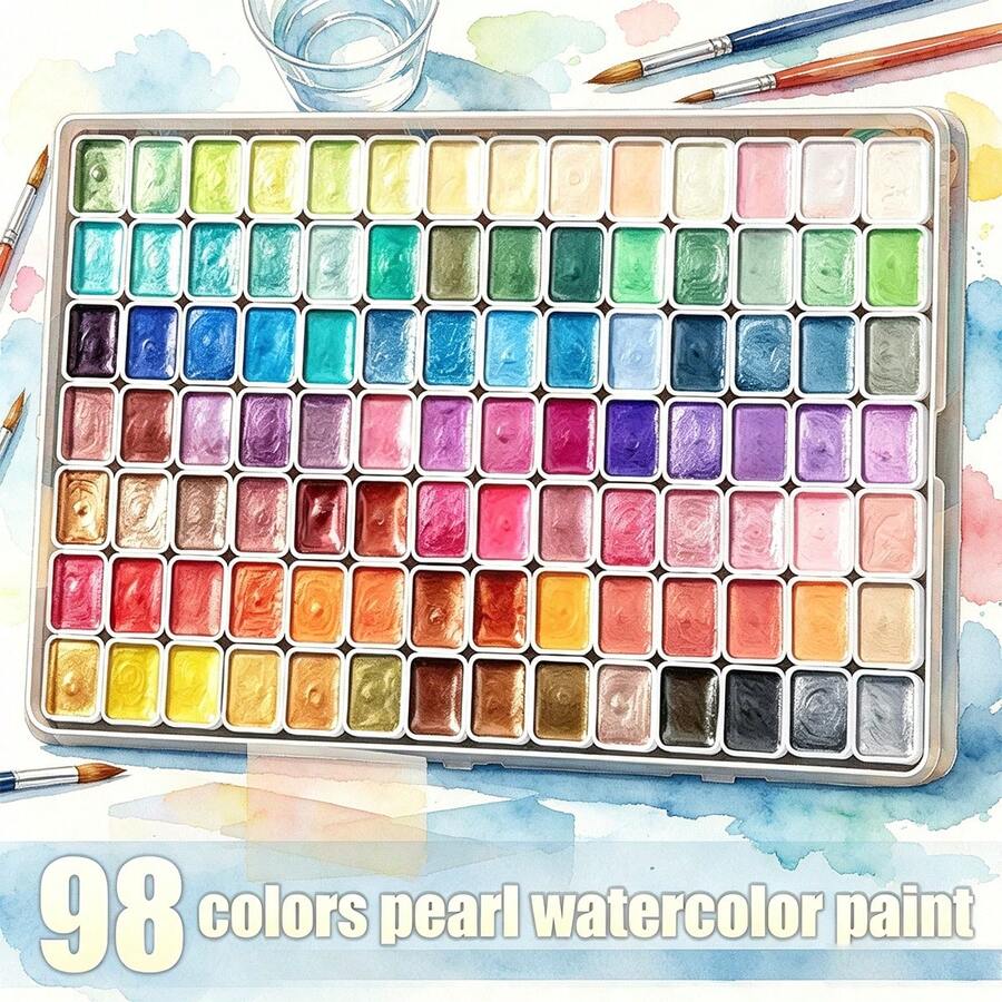 Set de pintura de acuarela profesional de 24/36/48/60/98/130 colores, grado artístico, transparente, 1ml de pintura de acuarela granular soluble en agua, suministros - Conjuntos - Ver 1