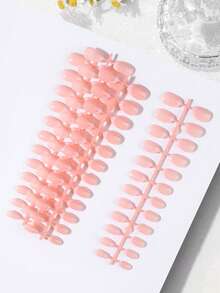 5 buc/set (120 buc) benzi de ojă cu vârfuri franceze roz gradient, vârfuri ovale scurte, mai multe stiluri DIY disponibile, unghii adezive prin presare, consumabile pentru unghii (conține 1 buc lipici jeleu și 1 buc pilă de unghii) - Multicolor - Vizualizare 2