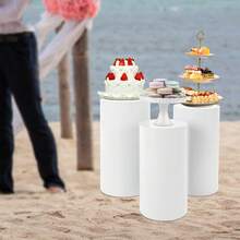 White 3 Pack Cylindrical Display Stand,Elegant Simple Iron Decor Stand With High-Temperature Baking Paint,Chic Different Heights Design For Wedding Birthday Party Dessert Table Candy Buffet - White - View 2