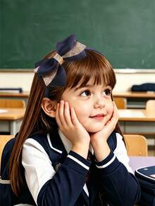1pc Cute Bow Headband, Blue Hair Accessory, Suitable For Girls, Kids, Teachers, Students For Back To School Party - Multicolor - View 2