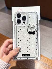 Ins Style Handpainted Black Heart Transparent Shockproof Phone Case Compatible With Apple 17/16/14/13 Pro Max/12 Pro/11/Xr/Xs15plus 15promax And S24/S25/S24ULTRA/A22 5G A33 A54 S20/S10+/S22/A12/A50/A52/S24/A135G, Durable TPU Material - Multicolor - View 1