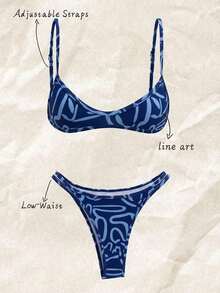 Conjunto de bikini con tirantes de espagueti de tela jacquard para mujer, primavera/verano - Multicolor 7 - Ver 7