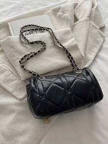 2026 Luxury Quilted Solid Color PU Special Lock Shoulder Bag For Women, Multi-Functional Clutch, Suitable For Daily Outings, Work, Parties, Dates And More, Also Great As A Gift - Black - View 8