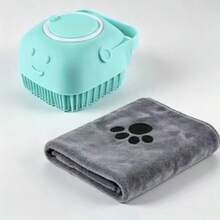 Bộ dụng cụ tắm cho thú cưng, gồm bàn chải massage silicon mềm mại và khăn lau nhanh khô bằng sợi microfiber, thích hợp cho thú cưng. - Xem 7
