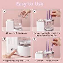 3-In-1 Electric Makeup Brush Cleaner, Automatic Makeup Brush Cleaning Machine With Brush Dryer, Portable USB Deep Cleaning Set For Various Size Makeup Brushes, Mother's Day & Girlfriend Gift - White - View 10