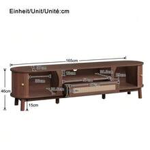 TV Stand With Doors And Drawers. Rattan TV Cabinet, Solid Wood Doors, Rustic Style Storage Solution – Low Front Panel. - 棕色 - 查看 3