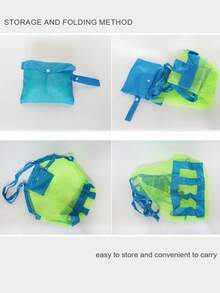 1pc Mesh Beach Bag, Toy Storage Bag, Outdoor Travel Foldable Organizer Mesh Bag, Children's Toy Storage Bag, Travel Organizer Bag, Cosmetic Bag, Vacation Organizer Bag, Suitable For Storing Children's Toys, Skincare Products, Phones, Small Items, Perfect For Travel, Beach, Bohemian Style - Blue - View 7