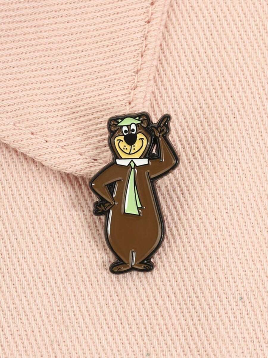 可愛棕熊琺瑯徽章趣味卡通動物胸針裝飾針 背包衣服配件時尚飾品禮物