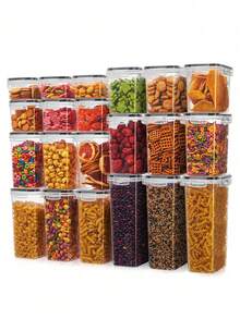 24/16/8/4pcs Airtight Food Storage Containers (With Lids) Transparent Plastic Kitchen Storage Boxes, Stackable Dry Food Storage Jars With Labels And Markers, Leak-Proof Grain And Cereal Storage Containers, Reusable Kitchen Essentials - Multicolor - View 4