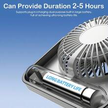 1pc Ultra-Quiet Mini Desktop Electric Fan, High-Airflow Portable Wall-Mounted Fan, USB Rechargeable Ultra-Thin Cooling Fan, Long-Lasting Battery Life For Indoor And Outdoor Use - A - View 6