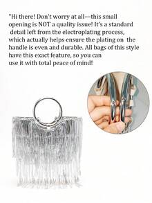 1 chiếc túi xách tay tròn đính kim sa lấp lánh, chất liệu PU cao cấp, thích hợp cho mùa cưới lãng mạn, tiệc tùng sang trọng, tiệc chiêu đãi, các buổi tối trang trọng. - Bạc - Xem 3