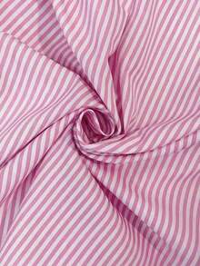 Everyssa Camisa de manga larga con botones, de corte holgado, con estampado floral y de rayas bordado, para uso casual, vacaciones y trayectos, primavera/otoño - Rosa - Ver 5
