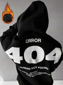 Krometka Men's Autumn/Winter Street Style Numeric Element Print Hoodie Sweatshirt-Unisex Women & Men's Daily Wear - Black - View 1