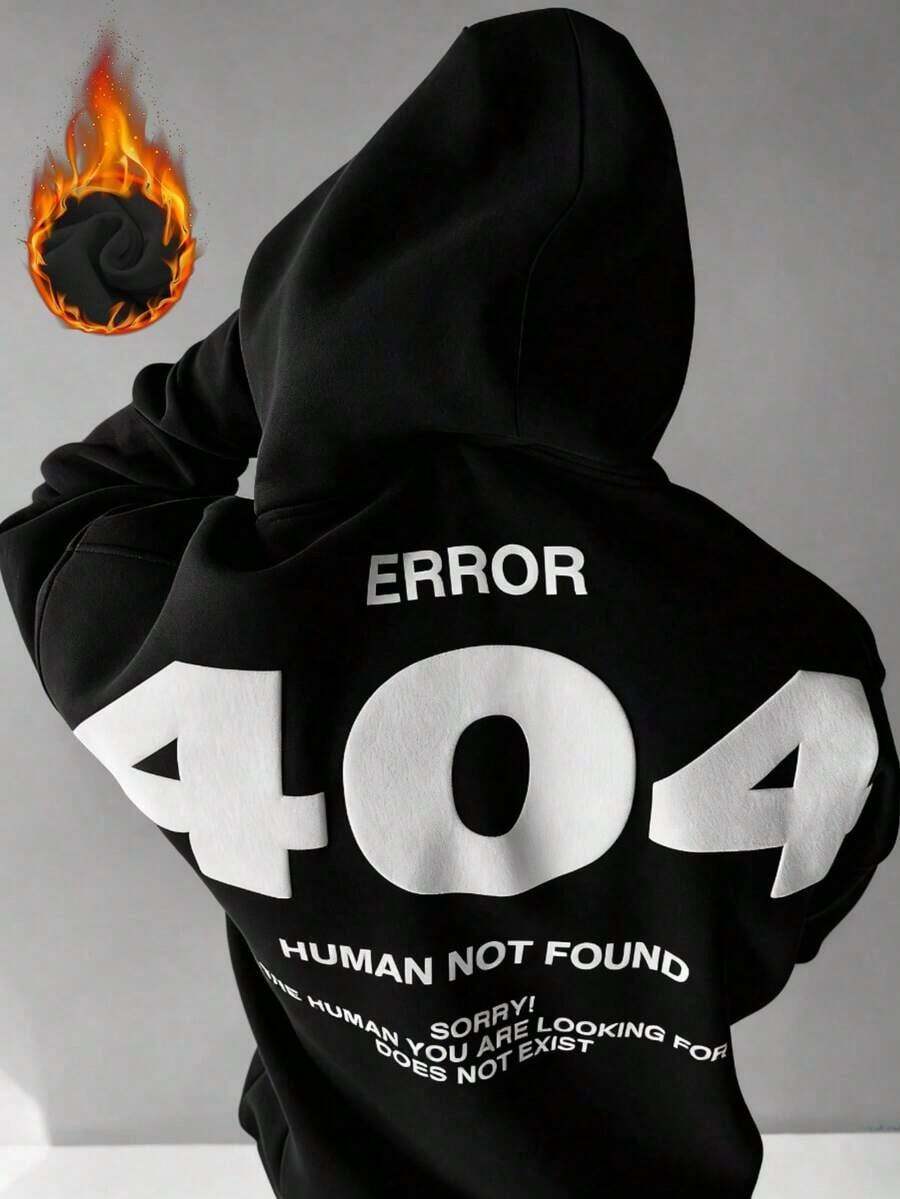 Krometka Men's Autumn/Winter Street Style Numeric Element Print Hoodie Sweatshirt-Unisex Women & Men's Daily Wear - Black - View 1