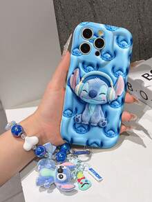 Disney Has Authorized, Phone Case - Chain Set, The Stitch Lilo & Stitch 3D Phone Case Plus A Silicone 3D Stitch Bracelet With Metallic Ring Removable Bracelet, Stitch And Angel Pattern, Compatible With Iphone17/16/15/14/13/12/11/XS/XR/X Plus Pro Max, A Stylish Cartoon Phone Case, The Perfect Gift Choice, Phone Protection, Durable Phone Cover, Great Gift For Friends And Family. - 白色 - 查看 4