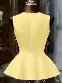 Camiseta de mujer sexy y elegante con estampado de lunares, adecuada para atuendos de primavera/verano - Amarillo - Ver 7