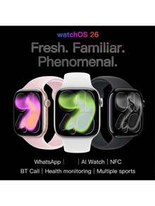 Microwear WATCH 11X 智能手表，支持蓝牙通话和短信、NFC 近场通信、健身追踪、3ATM 防水（可游泳）、2.08 英寸高清显示屏，AI 智能手表，兼容 iOS/Android 系统。 - 白色 - 查看 3