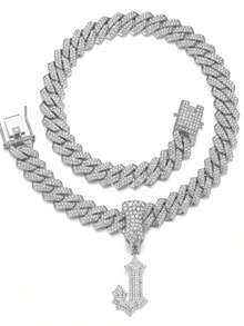 1 Pcs Funky Letter Pendant Necklace Set, Link Chain Hip Hop Jewelry, Perfect Gift For Women And Boys Women Girls Light Luxury High-End Dainty Delicate Pendant Necklace & Light Luxury Choker, Niche Design & Minimalist High-End Style, Sweet Girlish & Gentle Temperament, Shiny Eye-Catching & Texture-Rich, Slim & Versatile & Slimming, Delicate & Exquisite & Thin, Suitable For Daily Commute, Dating Outfits, Dinner Party, Workplace Business, Girlfriends Gathering, Wedding Bridesmaid, Vacation Photography, Street Shooting Styling, Holiday Gift Giving, Light Luxury Street Outings, Annual Party Gala, Casual Daily Wear, Engagement & Spring Summer Outfits, Skin Friendly & Soft Breathable - Bạc - Xem 8