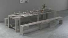 Dmora Auditore - set Tavolo e Sedie, Grigio, 12 Posti Made in Italy - Grigio - Visualizzare 5