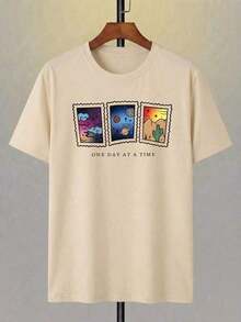 100% Pure Cotton, Breathable And Gentle On The Skin. Classic Crew Neck Design, Slim Fit, And Flattering For All Body Types. Fashionable Print With A Minimalist Style And High-Quality Finish. Unisex Design Perfect For Matching Outfits, Ideal For Everyday Wear, Dates, Leisure, And Streetwear – Versatile And Timeless. - 黑色 - 查看 2
