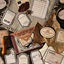 30 piezas/paquete Pegatinas con borde de texto vintage estético, pegatinas decorativas DIY creativas para scrapbooking, regalo de vacaciones, suministros de papelería personalizados - 2. Cuentos románticos en papel - Ver 1