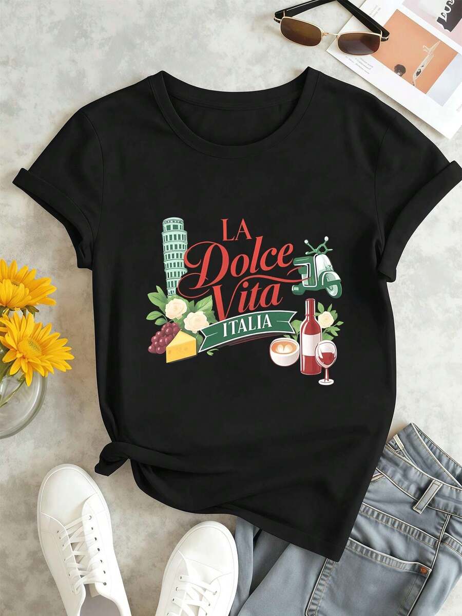 Dam-T-shirts - Svart - Visa 1