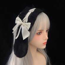 Kẹp tóc hình thỏ bông tai cụp, nơ ruy băng, phụ kiện tóc Lolita Cosplay dành cho nữ và bé gái, kiểu hầu gái. - Nhiều màu - Xem 14