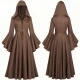 251210 Women's Flared Sleeve Dress, Brown
