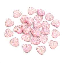 40pcs 10mm 12mm Flat Back Heart Resin Cabochons Multi Colors Druzy Natural Stone Convex DIY Jewelry Making Accessories - Heart - View 4