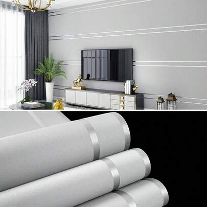 1 Cuộn Giấy Dán Tường Không Keo, Phong Cách Tối Giản Hiện Đại, Họa Tiết Sọc Rộng 3D, Giấy Dán Tường Trang Trí Phòng Ngủ, Phòng Khách, Phông Nền TV, Trang Trí Nhà Cửa, Giấy Dán Tường Không Dệt Sọc, Giấy Dán Tường Không Dệt